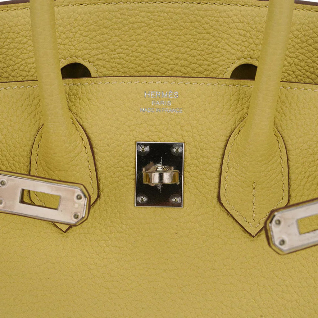 👜Birkin 25 Bag Jaune Poussin Togo Leather with Palladium Hardware