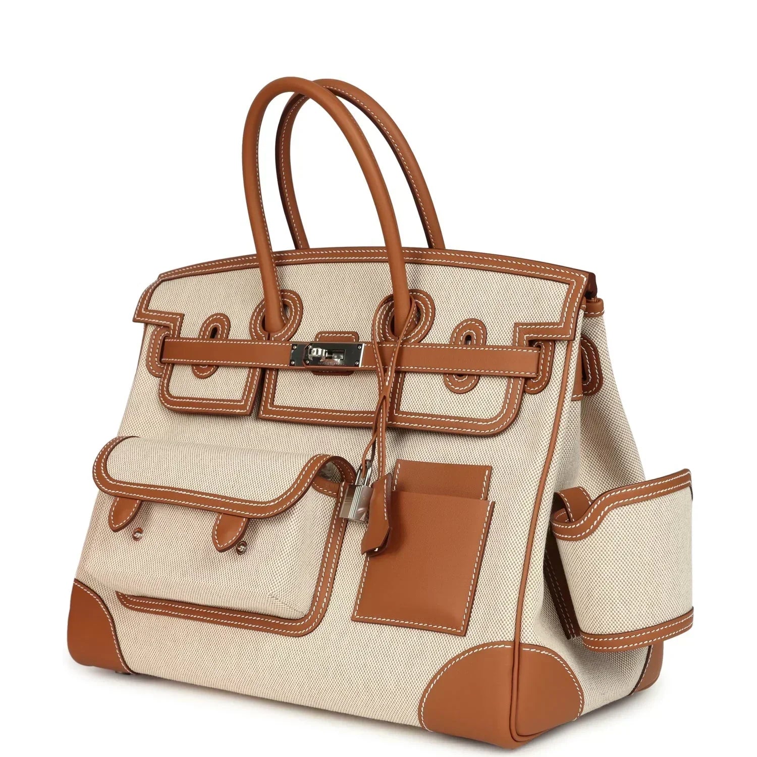👜Birkin Cargo 35 Gold Swift and Gold-Ecru Toile H Canvas Palladium Hardware