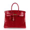 👜Birkin 35 Braise Lipstick Red Crocodile Gold Hardware