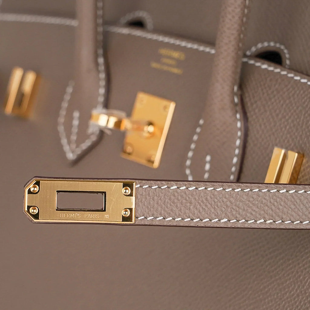 👜Birkin Sellier 25 Etoupe Gold Hardware Epsom Leather New w/Box