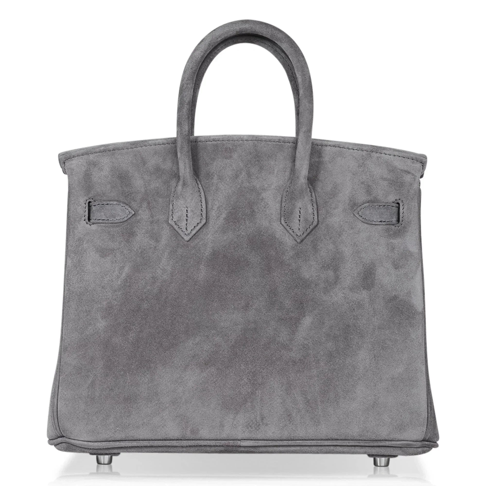 👜Birkin 25 Bag Gris Fume Doblis Suede with Palladium Hardware