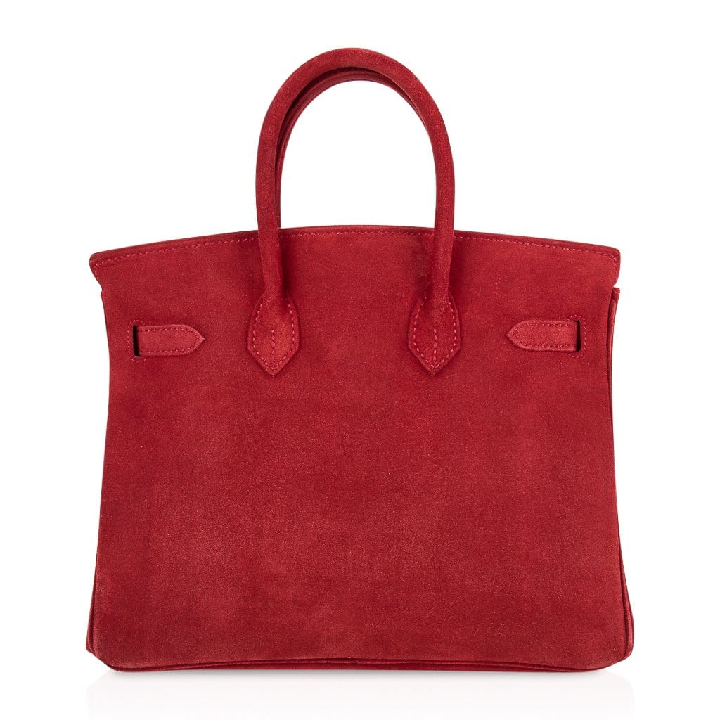 👜Birkin 25 Doblis Bag Rouge Vif Suede Gold Hardware
