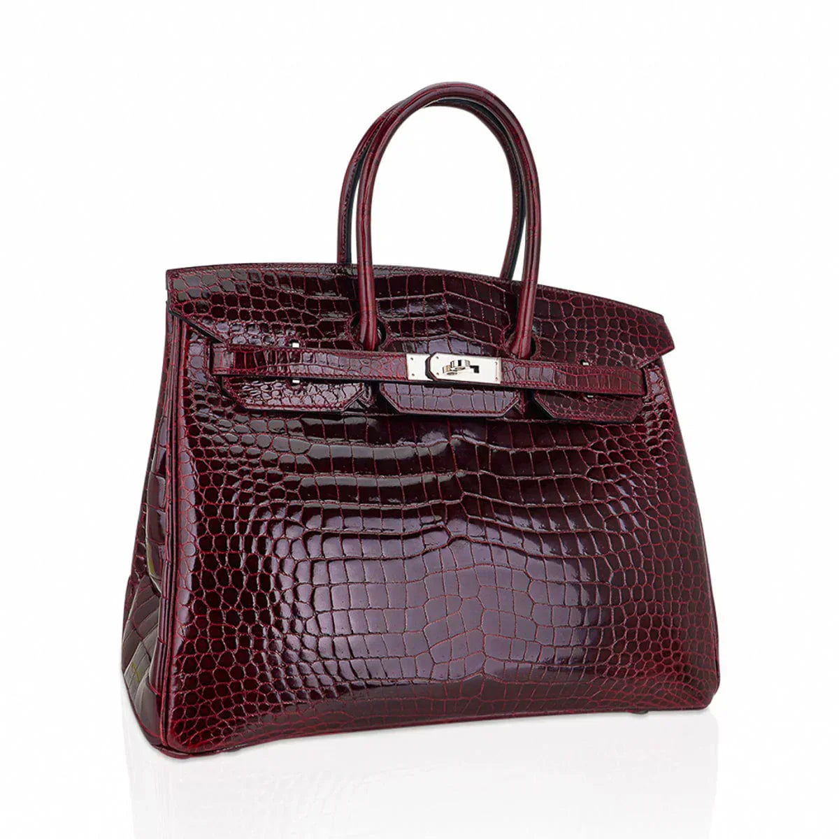 👜Birkin 35 Bag Bordeaux Porosus Crocodile with Palladium Hardware