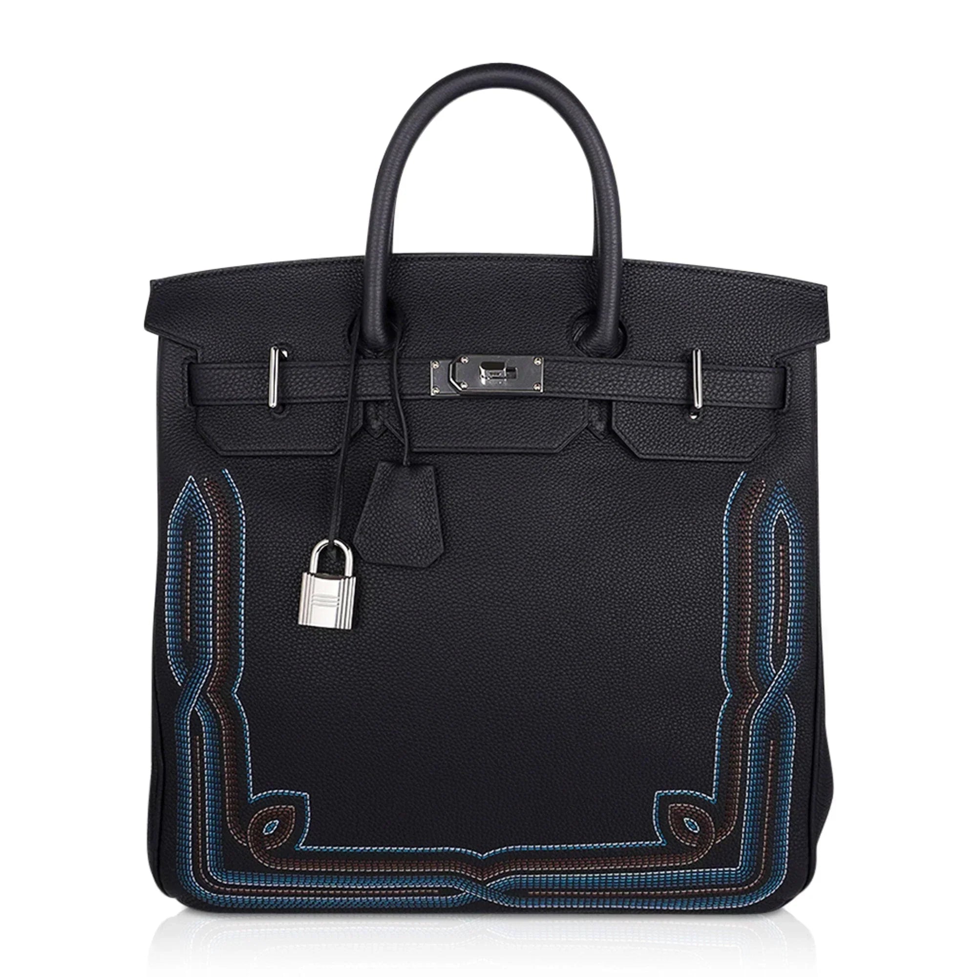 👜Limited Edition HAC Western Birkin 40 Bag Runway Embroidered Black Togo Leather with Palladium Hardware