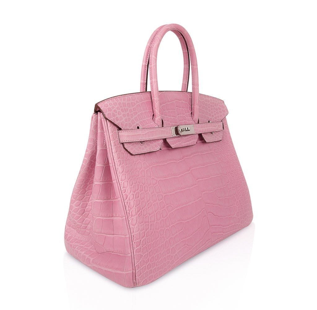 👜Limited Edition Birkin 35 Bag 5P Pink Matte Alligator with Palladium Hardware