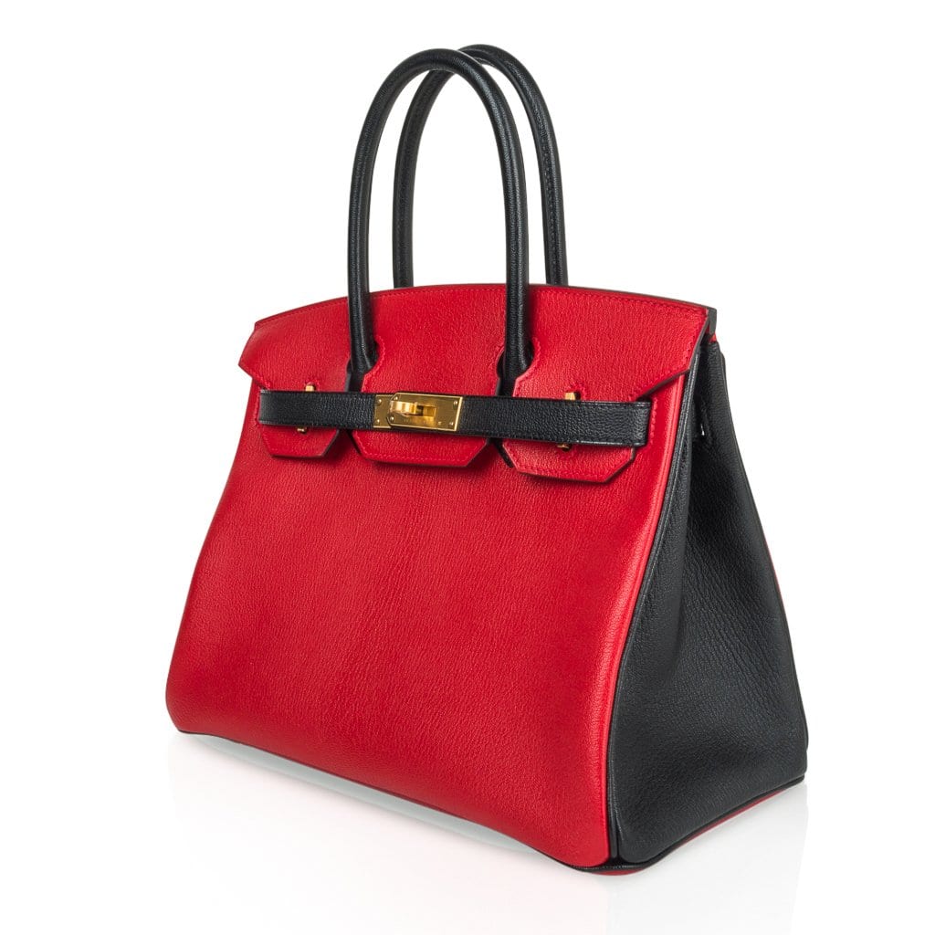 👜Birkin HSS 30 Bag Rouge Casaque and Black Chevre Brushed Gold Hardware