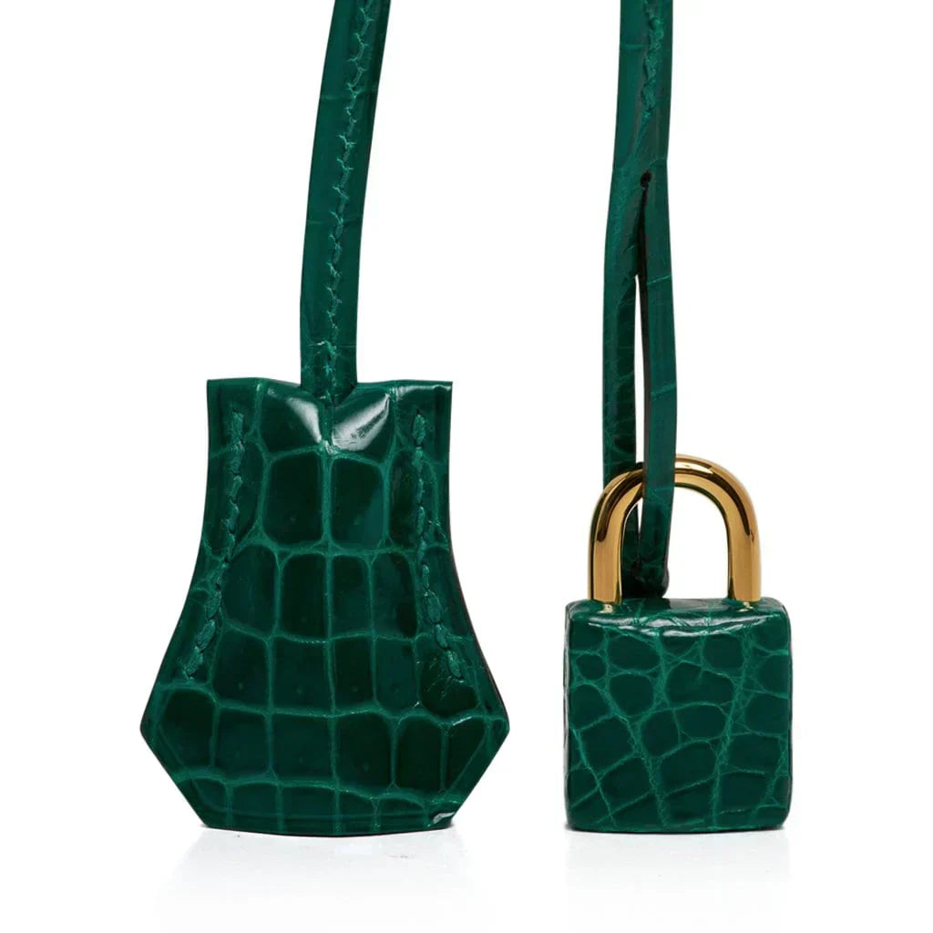 👜Birkin 25 Bag Emerald Crocodile Gold Hardware