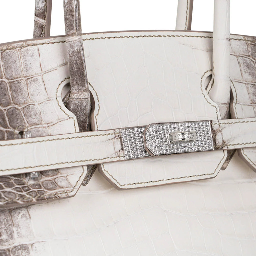 👜Birkin 30 Bag Diamond Himalaya Blanc Matte Niloticus Crocodile with 18k White Gold Hardware