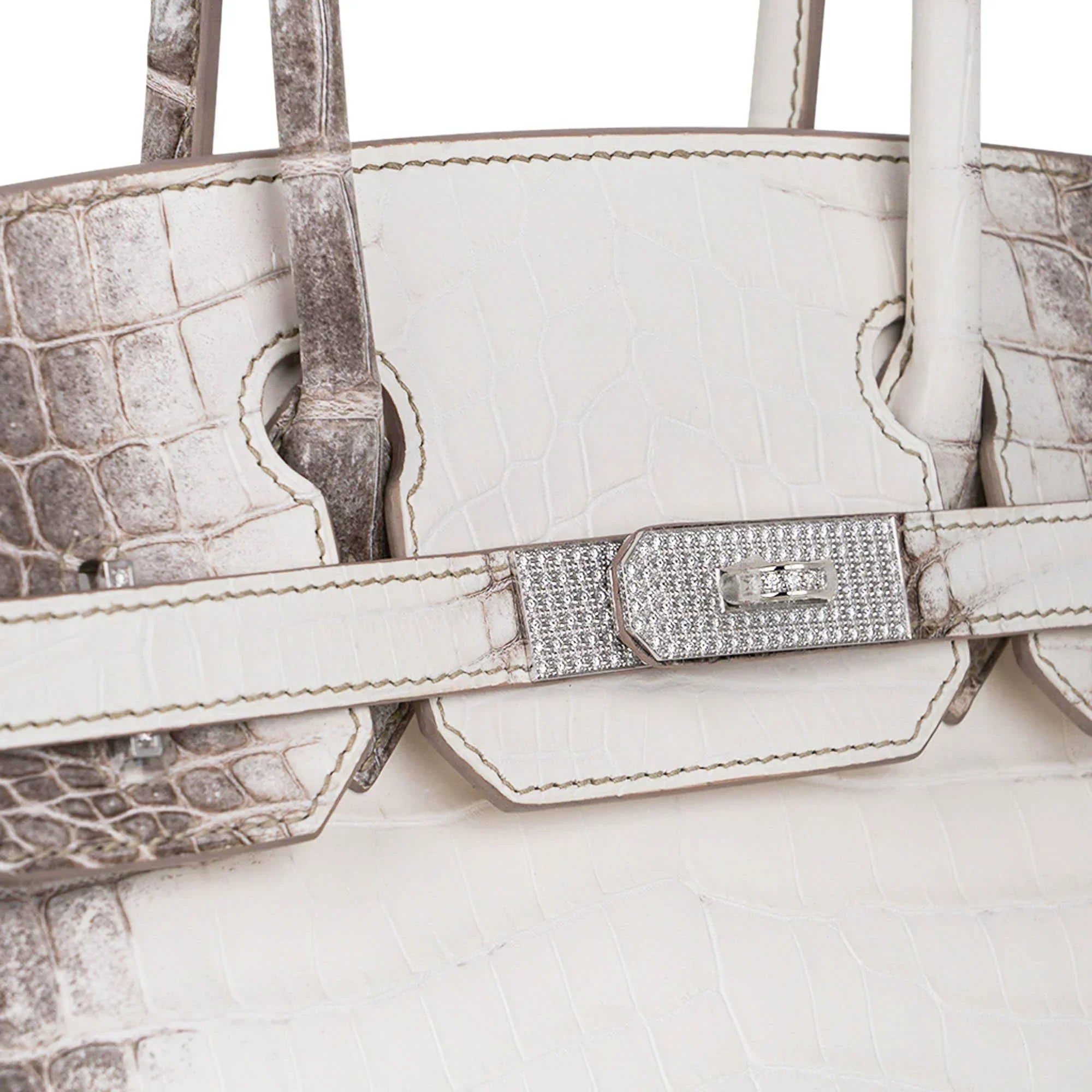 👜Birkin 30 Bag Diamond Himalaya Blanc Matte Niloticus Crocodile with 18k White Gold Hardware