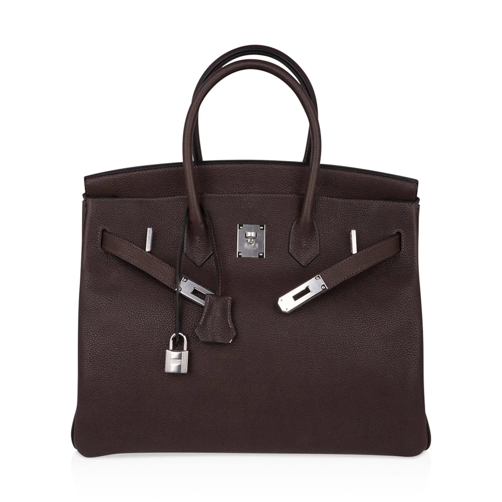 👜Birkin 35 Bag Ebene Barenia Faubourg Leather with Palladium Hardware
