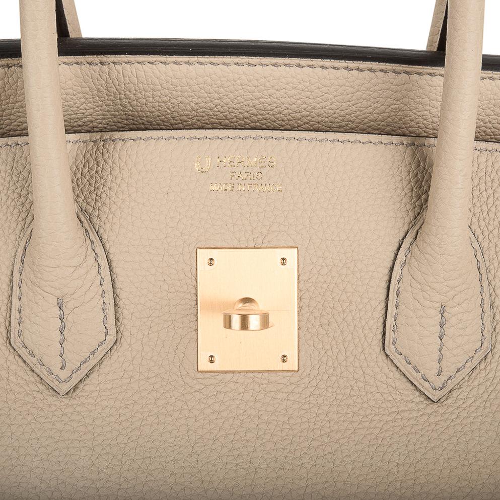 👜Birkin 35 HSS Bi-Color Bag Trench / Rose Jaipur Brushed Gold Hardware