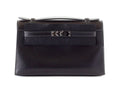 👜Kelly Pochette Clutch Bag Limited Edition So Black Box Leather Very Rare