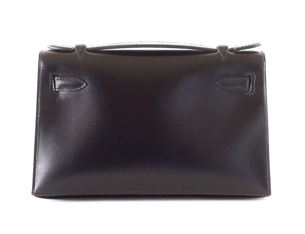 👜Kelly Pochette Clutch Bag Limited Edition So Black Box Leather Very Rare