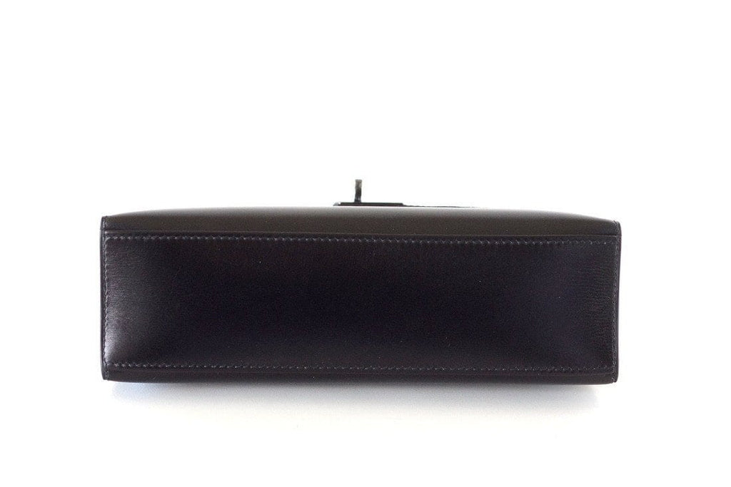 👜Kelly Pochette Clutch Bag Limited Edition So Black Box Leather Very Rare