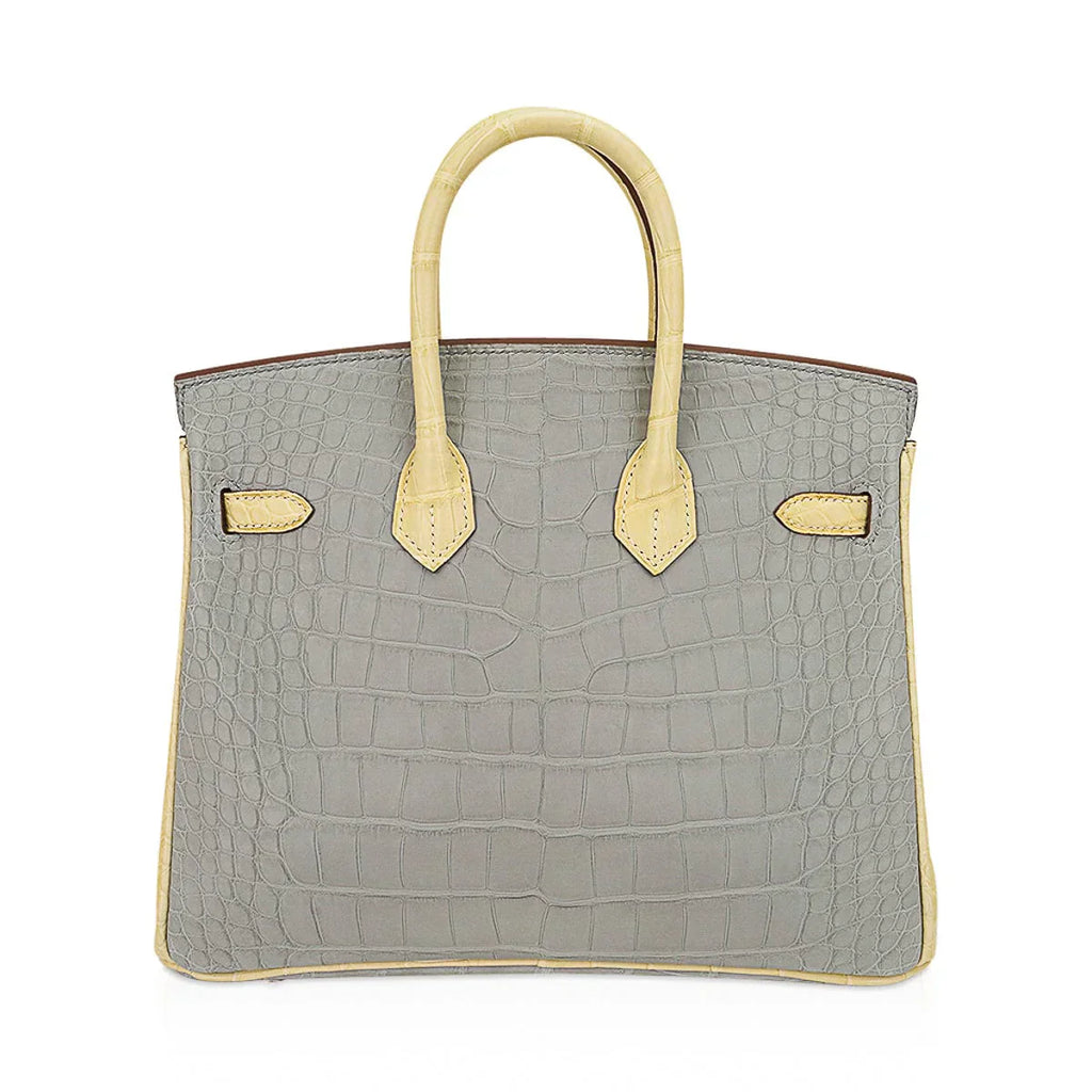 👜Special Order HSS Birkin 25 Bag Gris Perle & Vanille Matte Alligator with Rose Gold Hardware