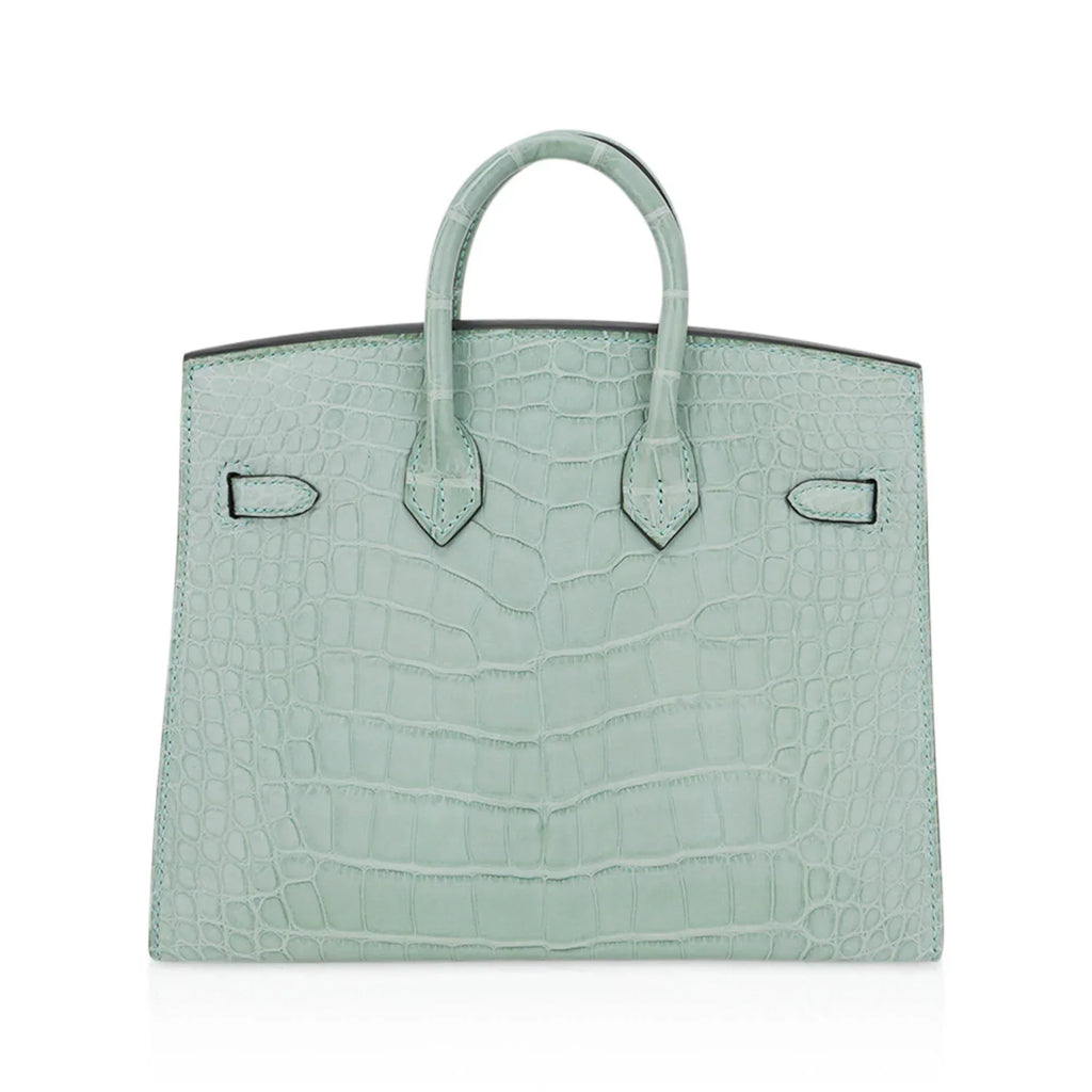 👜Limited Edition Birkin 20 Sellier Bag Vert D’Eau Matte Alligator with Gold Hardware