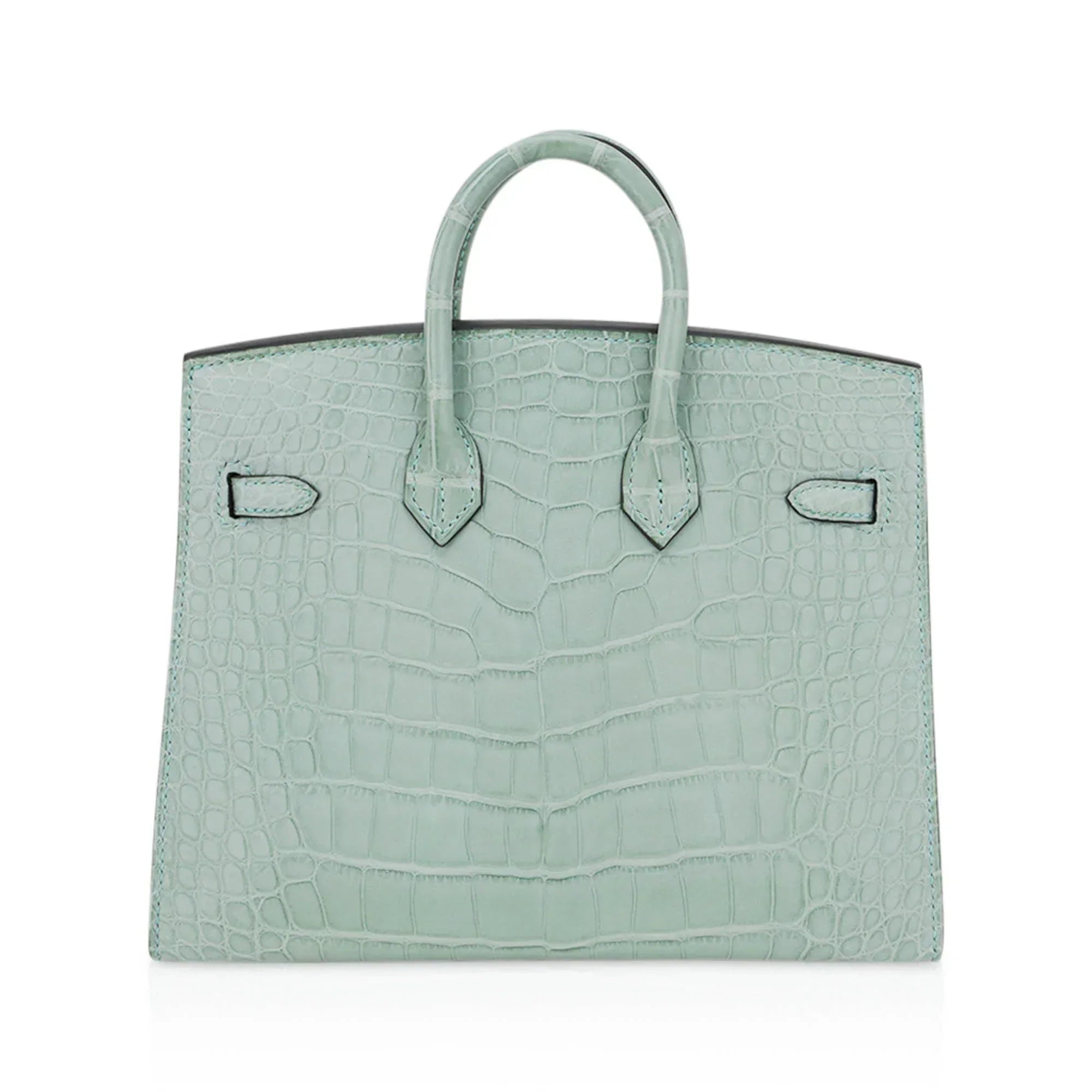 👜Limited Edition Birkin 20 Sellier Bag Vert D’Eau Matte Alligator with Gold Hardware