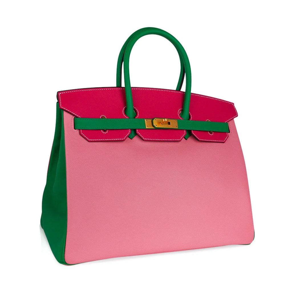 👜Birkin 35 HSS Bag Rose Confetti/Rose Tyrien/Bamboo Brushed Gold Hardware