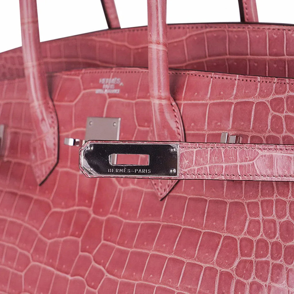 👜Birkin 35 Rose Indien Porosus Crocodile Bag – Rare Retired Color
