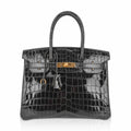 👜Birkin Bag, Crocodile-Grain Top-Grain Cowhide Leather, In-Seam Gold Hardware