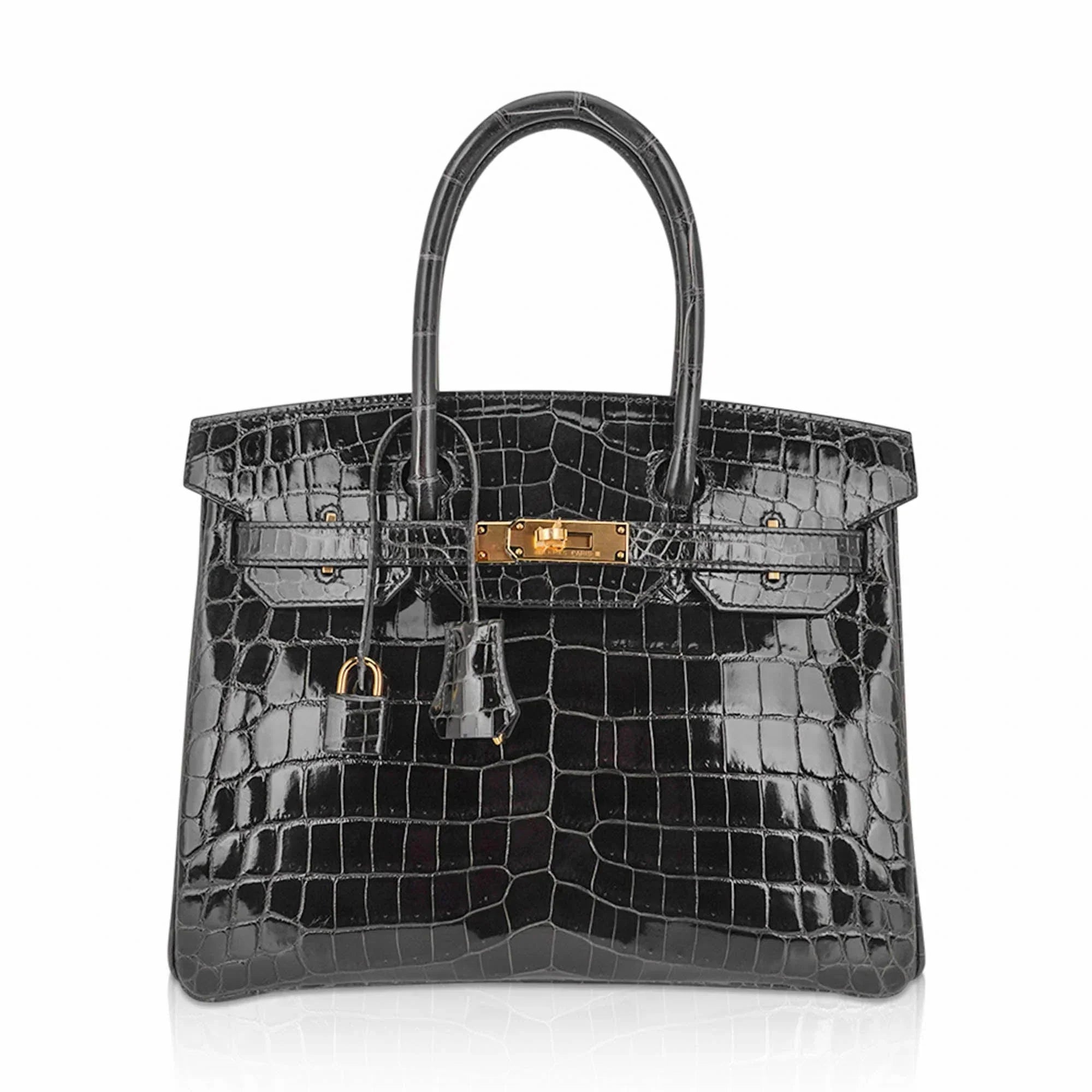 👜Birkin Bag, Crocodile-Grain Top-Grain Cowhide Leather, In-Seam Gold Hardware