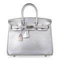 👜Birkin 25 Bag Metallic Silver Chevre with Brushed Palladium Hardware