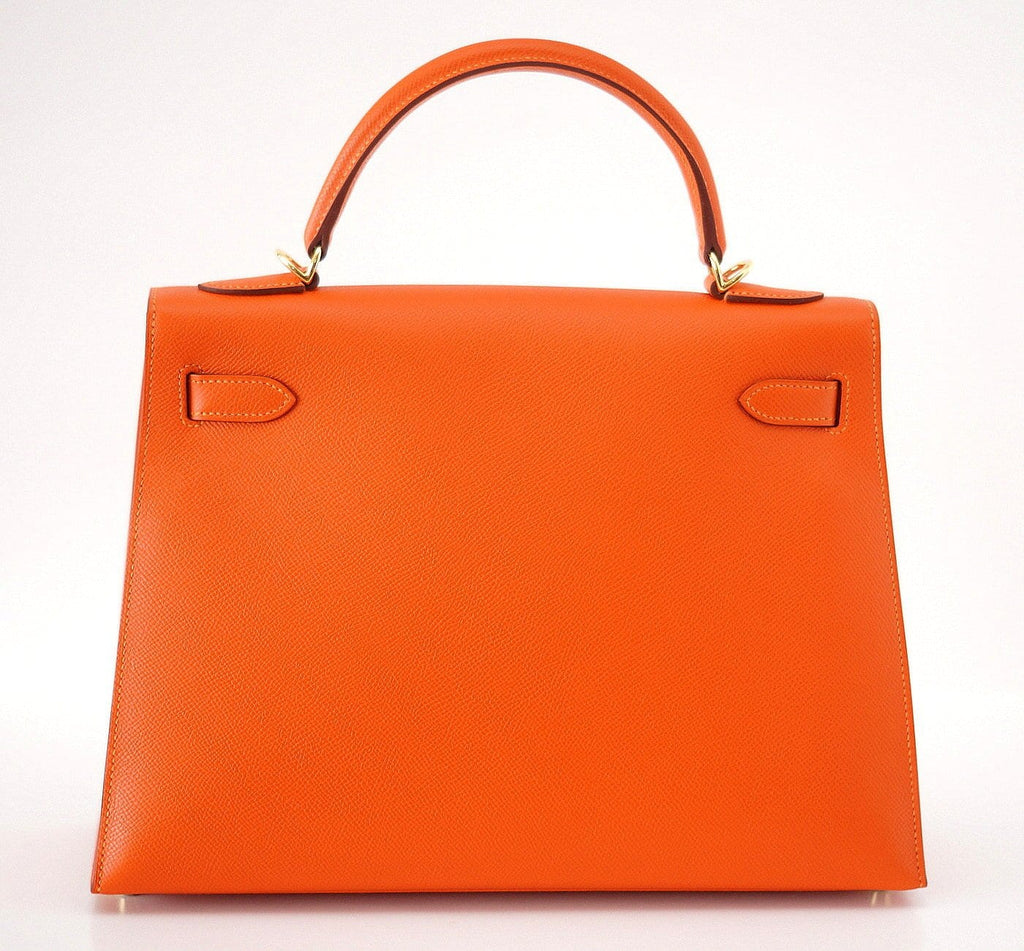 👜Kelly 32 Bag Sellier Feu Lush Orange Epsom Gold Hardware
