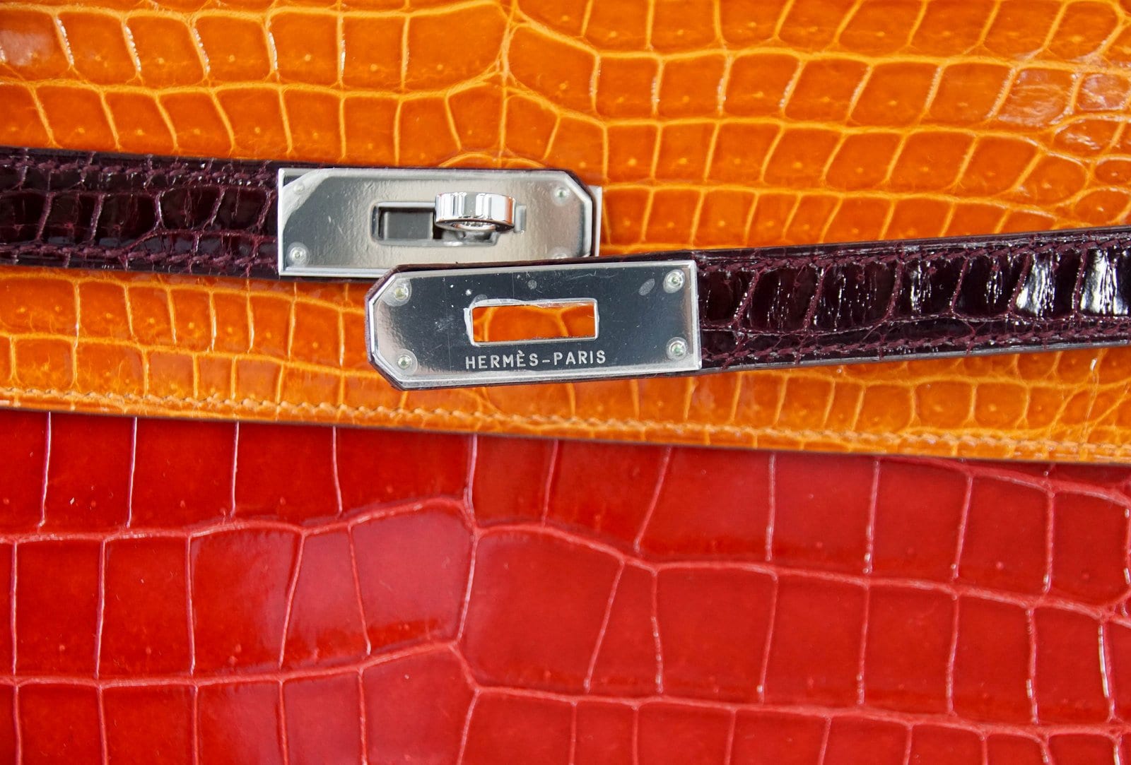 👜Kelly 35 Bag Tri Color Horseshoe Porosus Crocodile Palladium