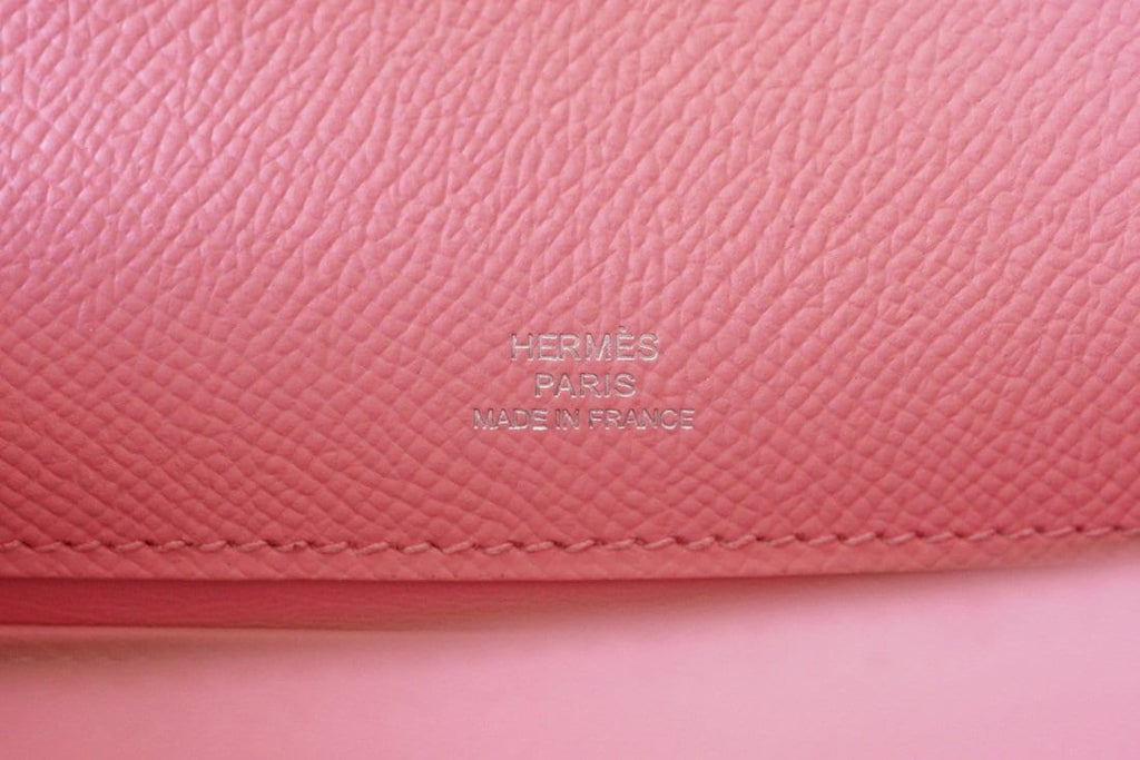 👜Kelly Pochette Clutch Bag Rose Confetti Pink Epsom Palladium
