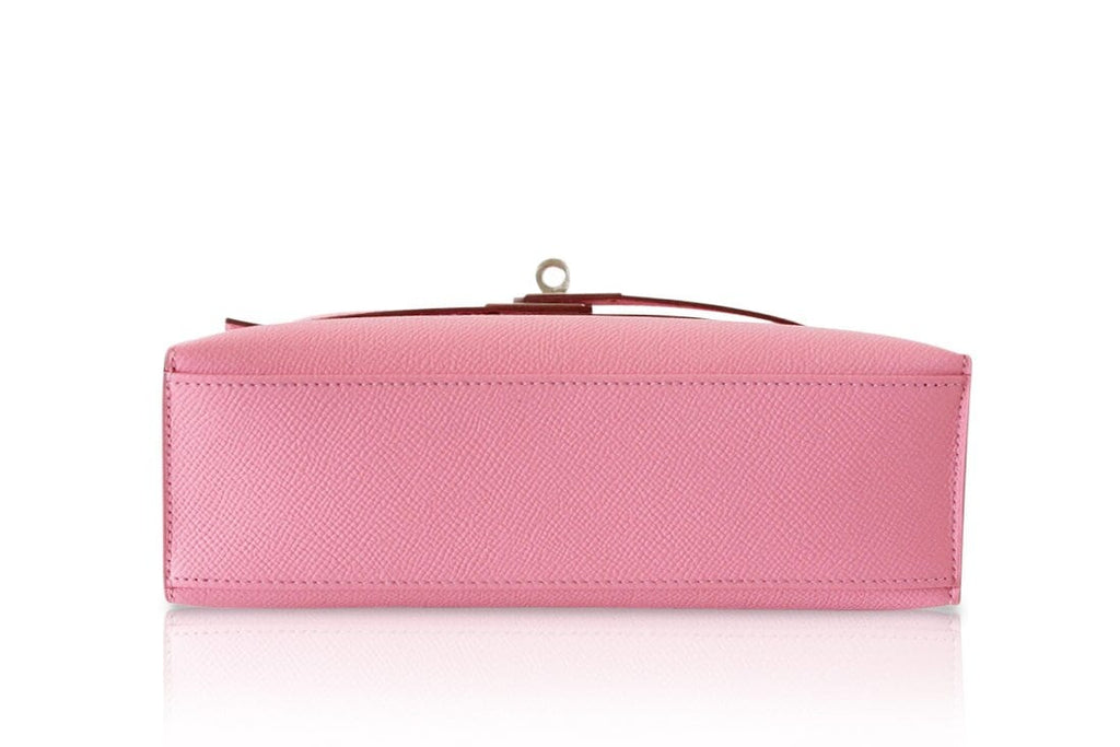 👜Kelly Pochette Clutch Bag Rose Confetti Pink Epsom Palladium