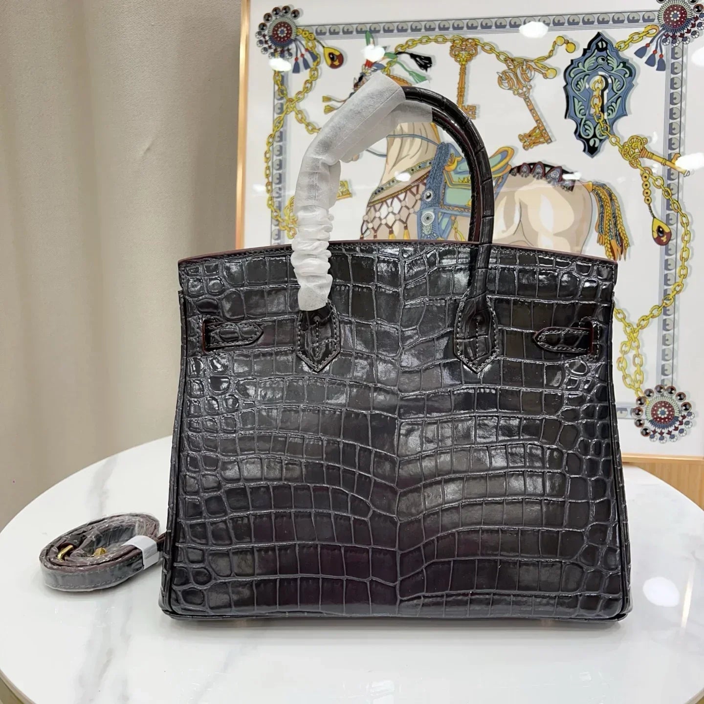 👜Birkin Black Matte Niloticus Crocodile Gold Hardware