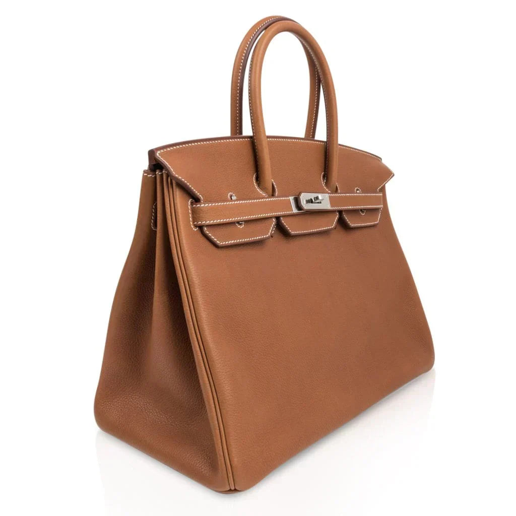👜Limited Edition Birkin 35 Bag Fauve Barenia Faubourg Leather with Palladium Hardware