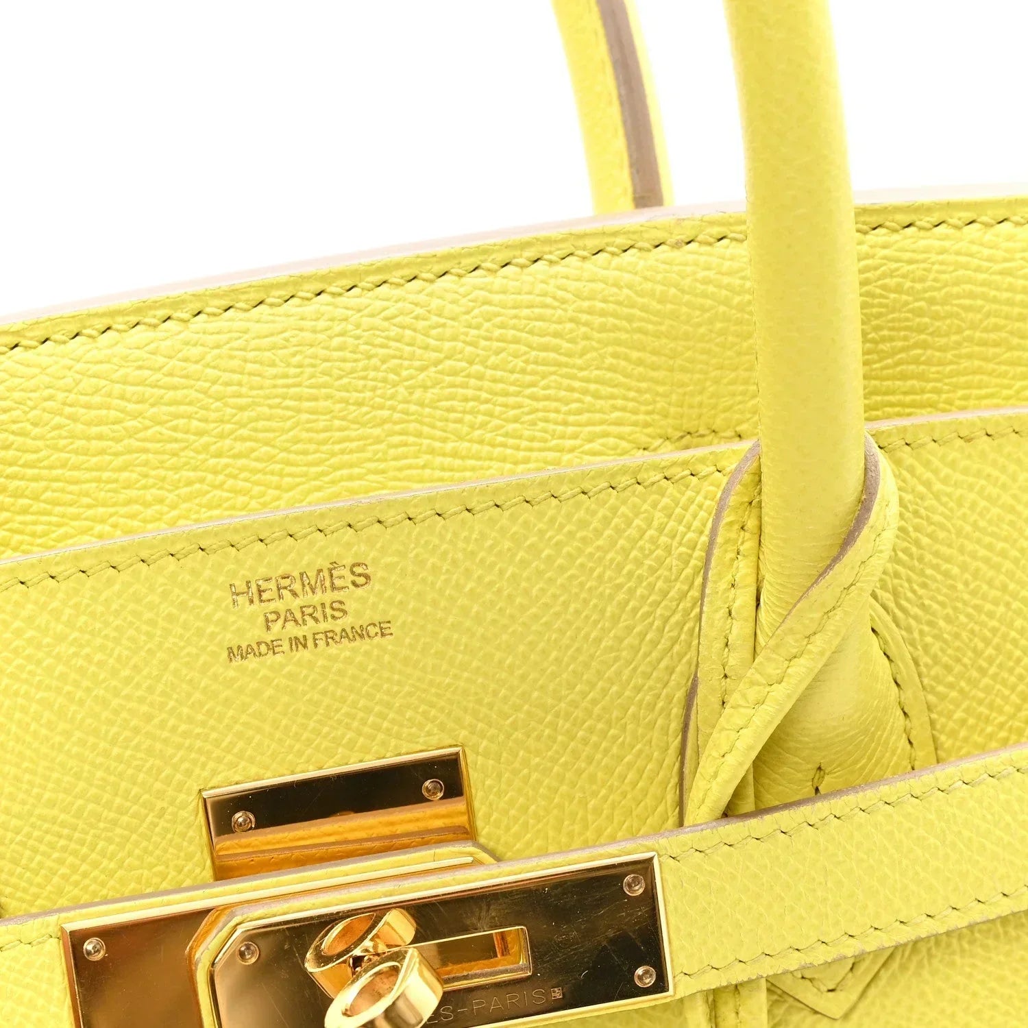 👜Birkin25 Sellier Jaune Milton Veau Epsom Silver Handbag