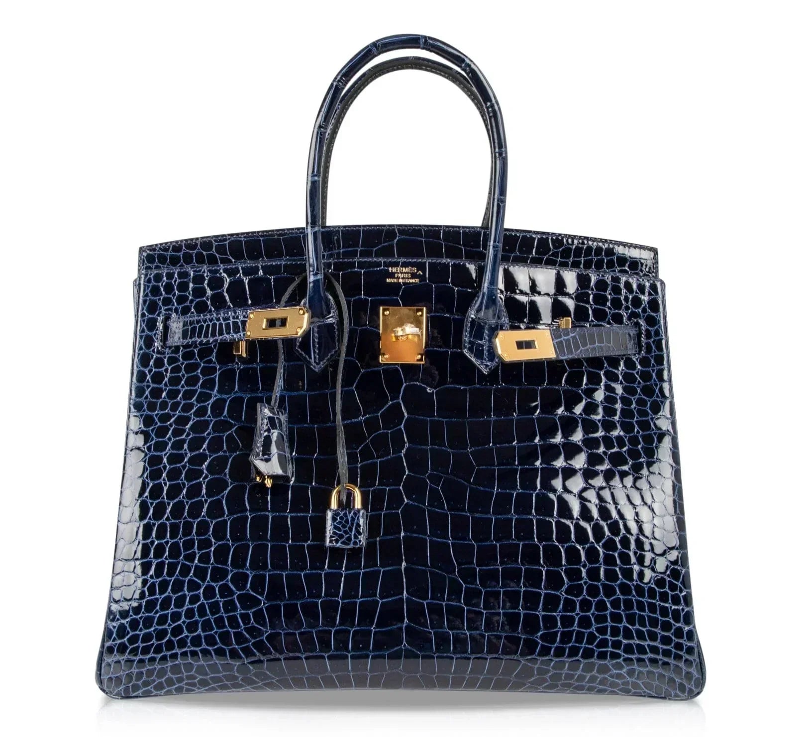 👜Birkin 35 Bag Blue Sapphire Porosus Crocodile Gold Hardware New