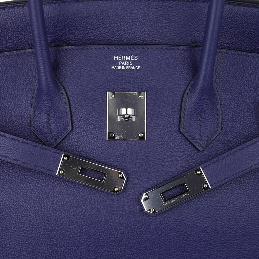 👜Limited Edition Birkin 35 Bag Blue Sapphire Taurillon Novillo Leather & Toile Sea Surf & Fun