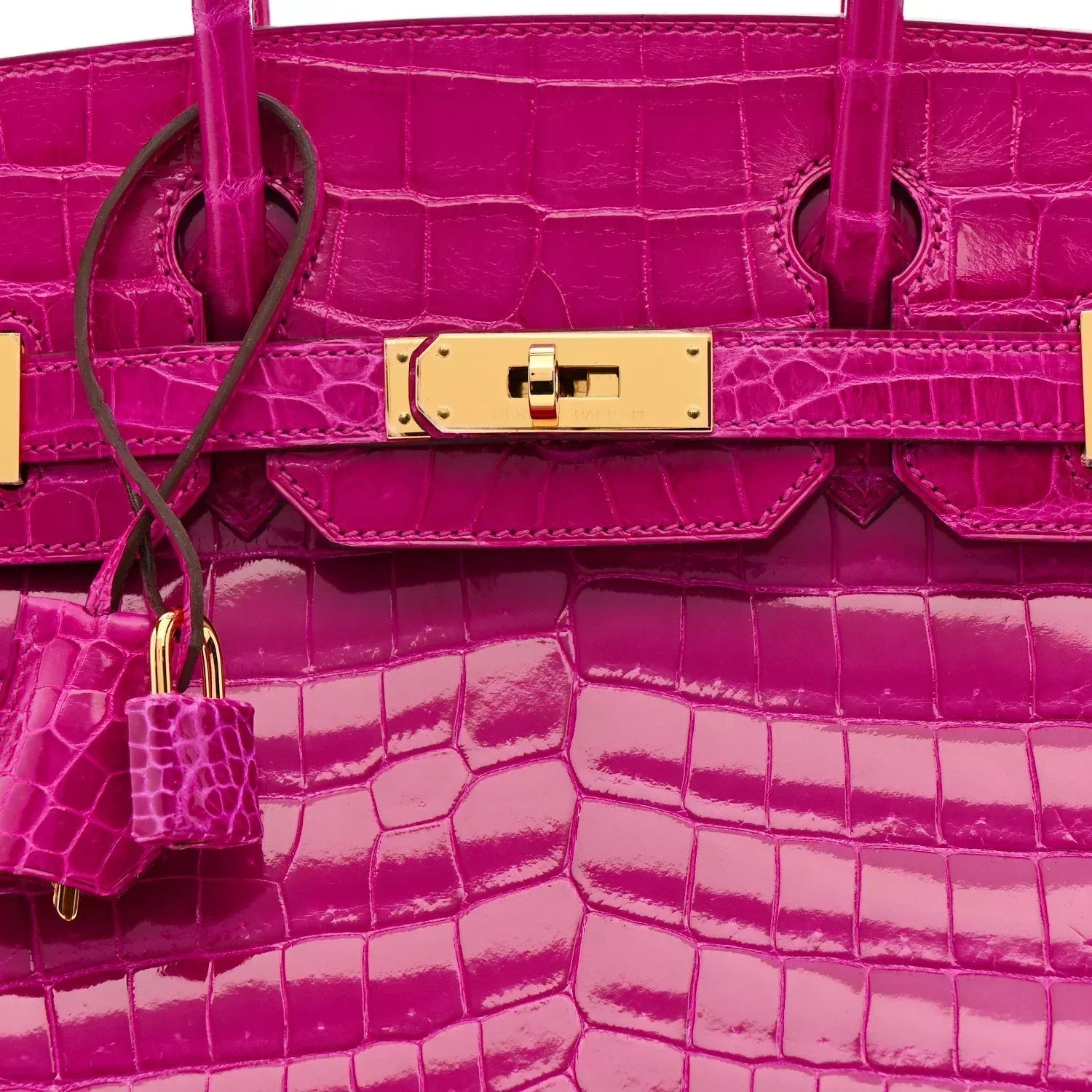 👜Birkin 30 Rose Pourpre Shiny Niloticus Crocodile Gold Hardware