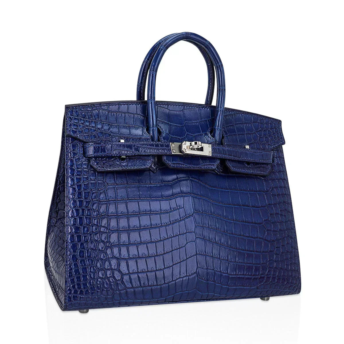 👜Limited Edition Birkin 25 Bag Sellier Indigo Aizome Porosus Crocodile with Palladium Hardware
