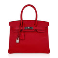 👜Birkin 30 Bag Rouge Casaque Epsom Leather with Palladium Hardware