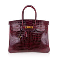 👜Special Order HSS Birkin 35 Bag Bordeaux Porosus Crocodile with Gold Hardware