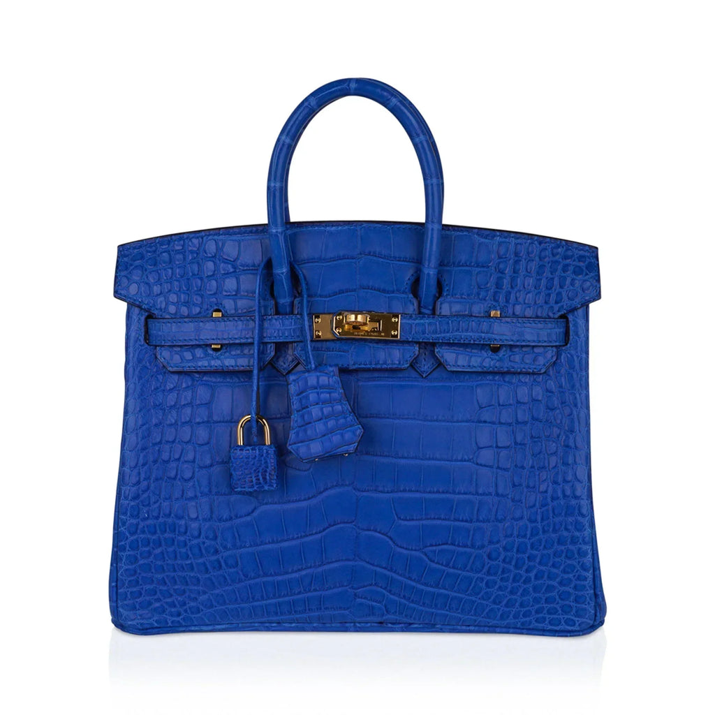 👜Birkin 25 Bag Blue Zellige Matte Alligator Gold Hardware