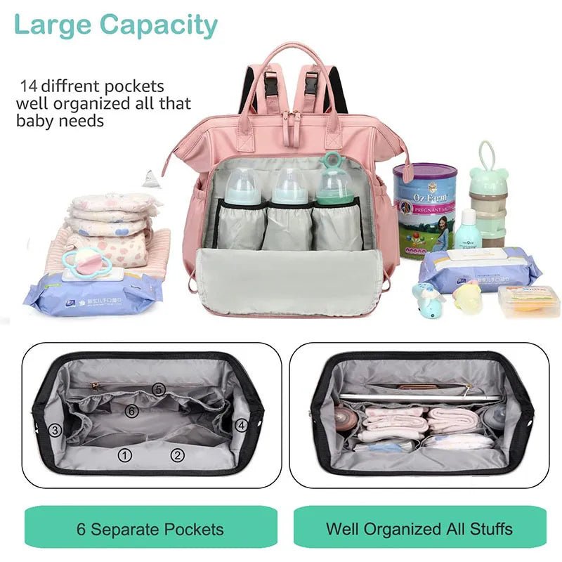 Women's Large-Capacity Cotton Diaper Bag (Convertible Backpack/Shoulder Bag) — Suitable for Parenting, Shopping, and Daily Outings
