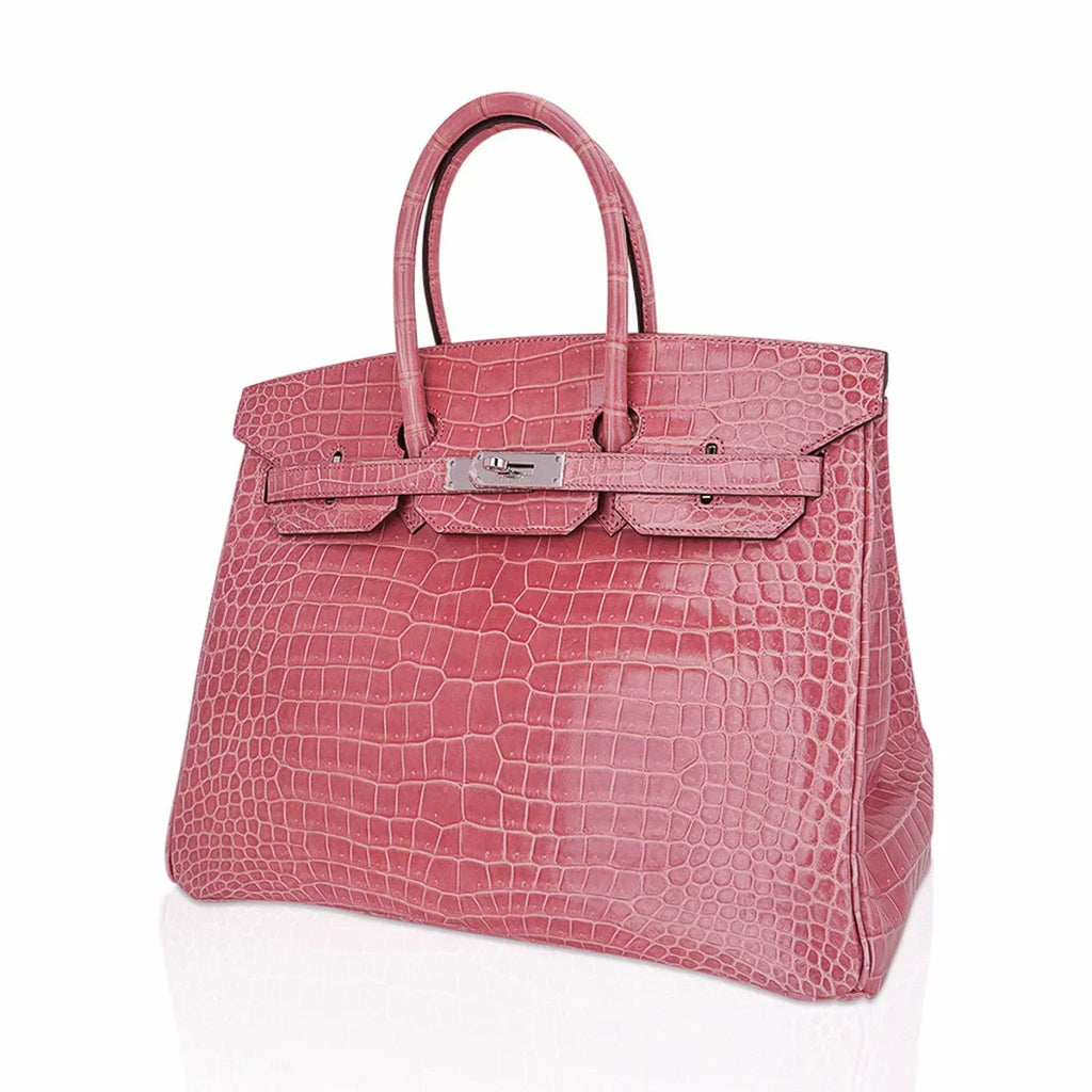 👜Birkin 35 Rose Indien Porosus Crocodile Bag – Rare Retired Color