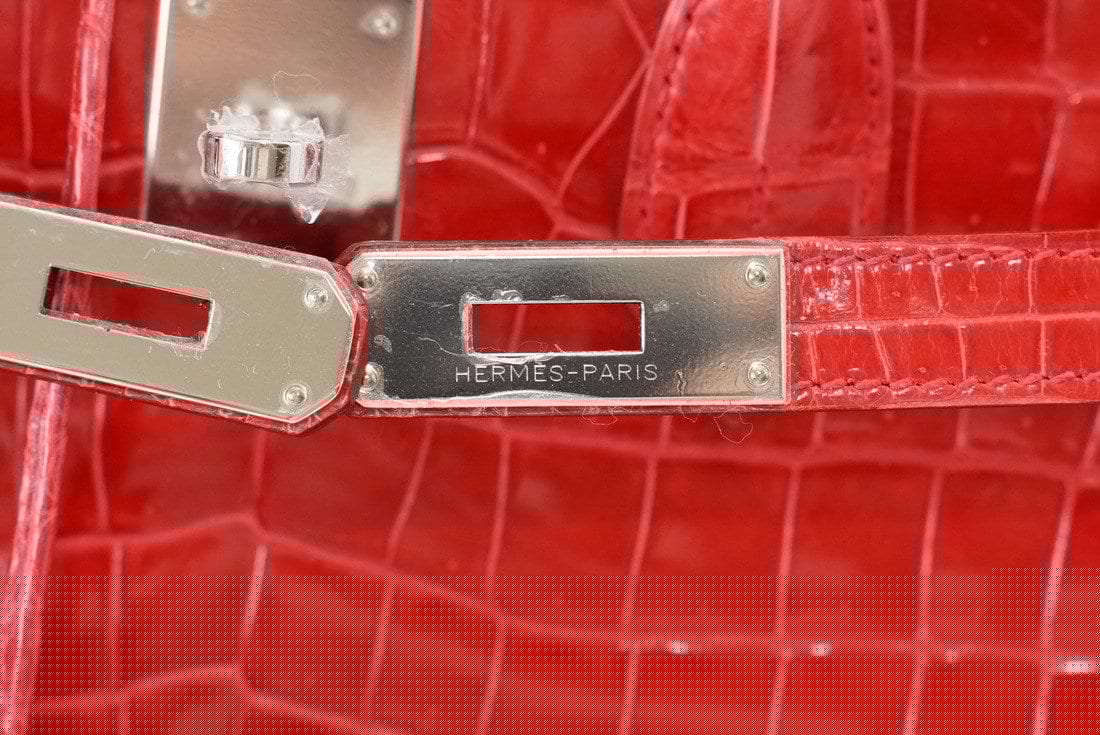 👜Birkin 35 Bag Porosus Crocodile Bougainvillea Palladium
