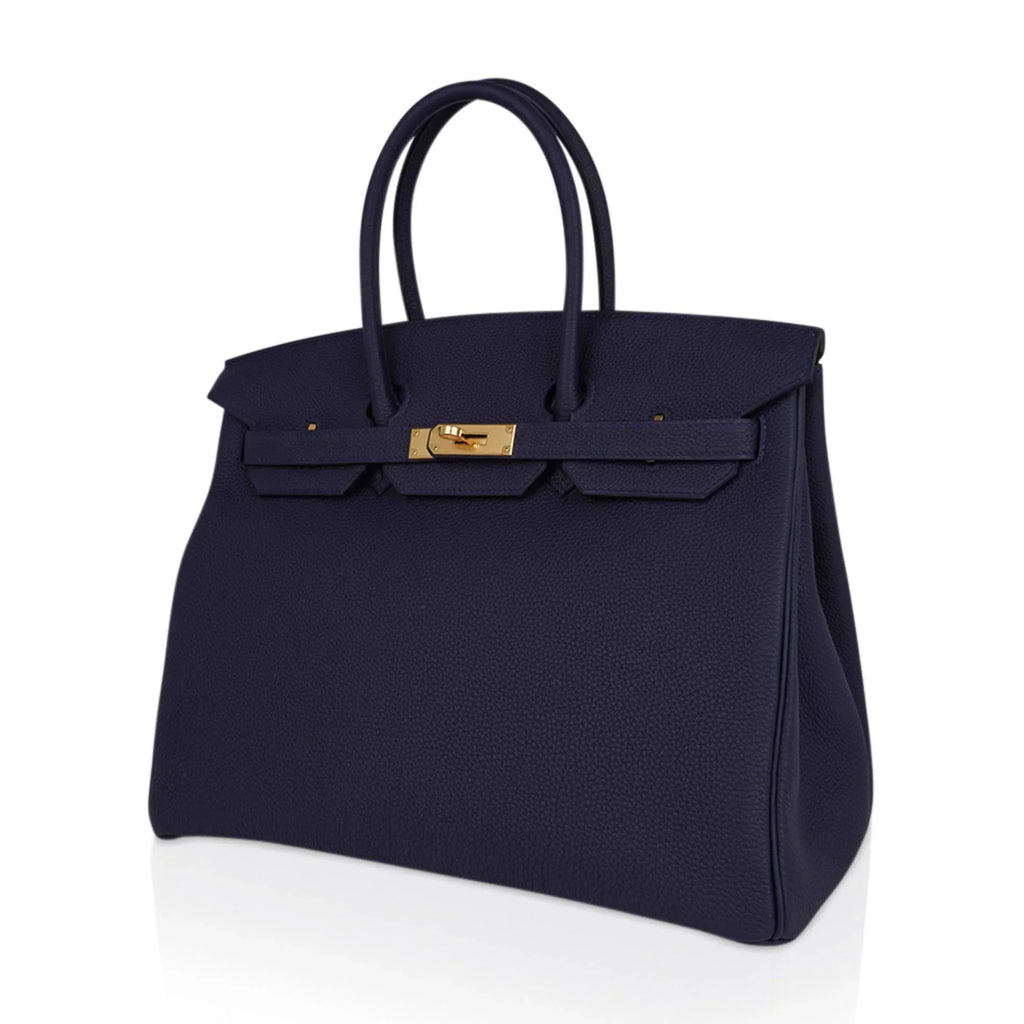 👜Birkin 35 Bag Blue Nuit Gold Hardware Togo Leather