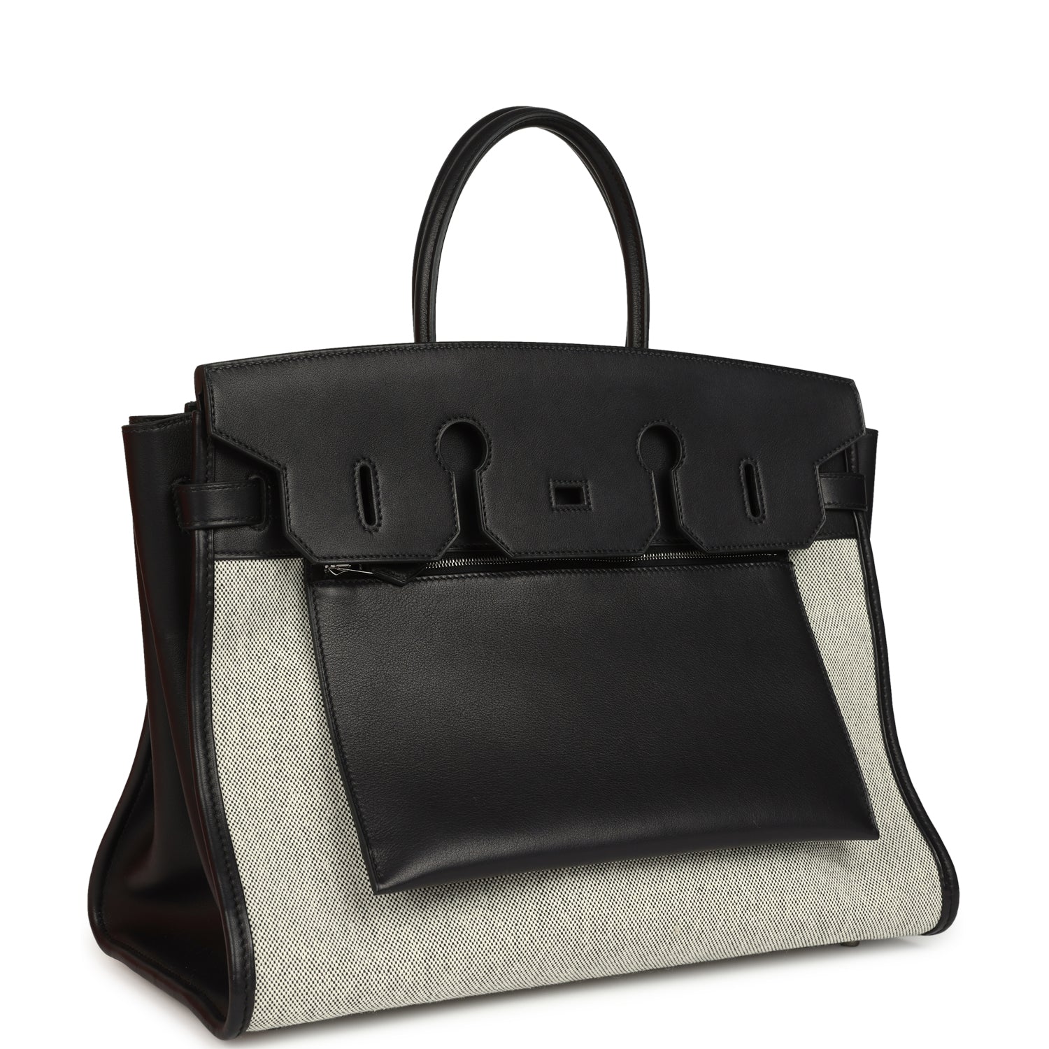 👜Birkin 35 A L'Envers Black-Ecru Toile H Canvas and Black Volupto Palladium Hardware
