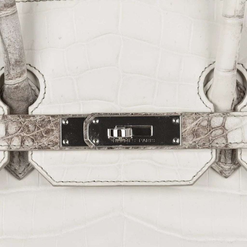 👜Birkin 35 Himalaya Blanc Crocodile Palladium Hardware