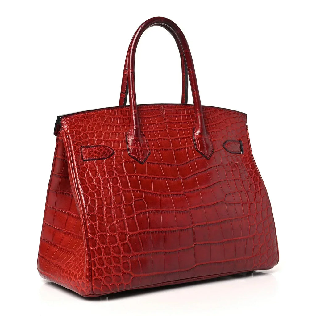 👜Birkin 30 Rouge Matte Alligator Gold Hardware