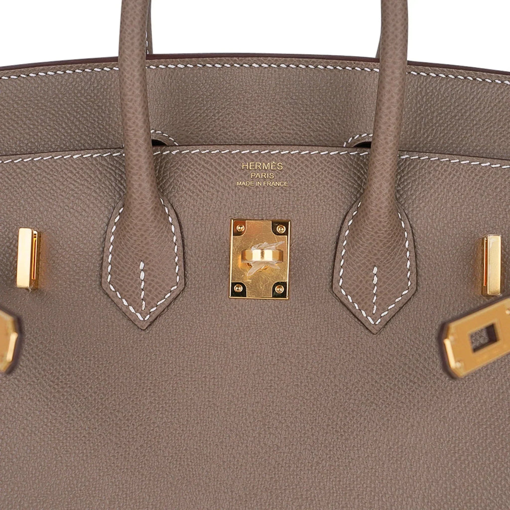👜Birkin Sellier 25 Etoupe Gold Hardware Epsom Leather New w/Box