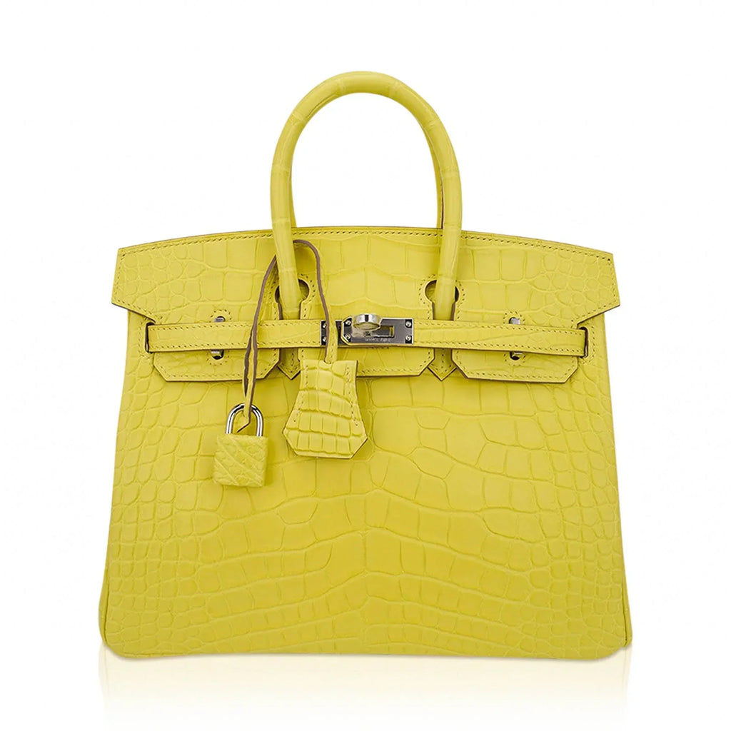 👜Birkin 25 Bag Lime Matte Alligator with Palladium Hardware