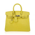 👜Birkin 25 Bag Lime Matte Alligator with Palladium Hardware